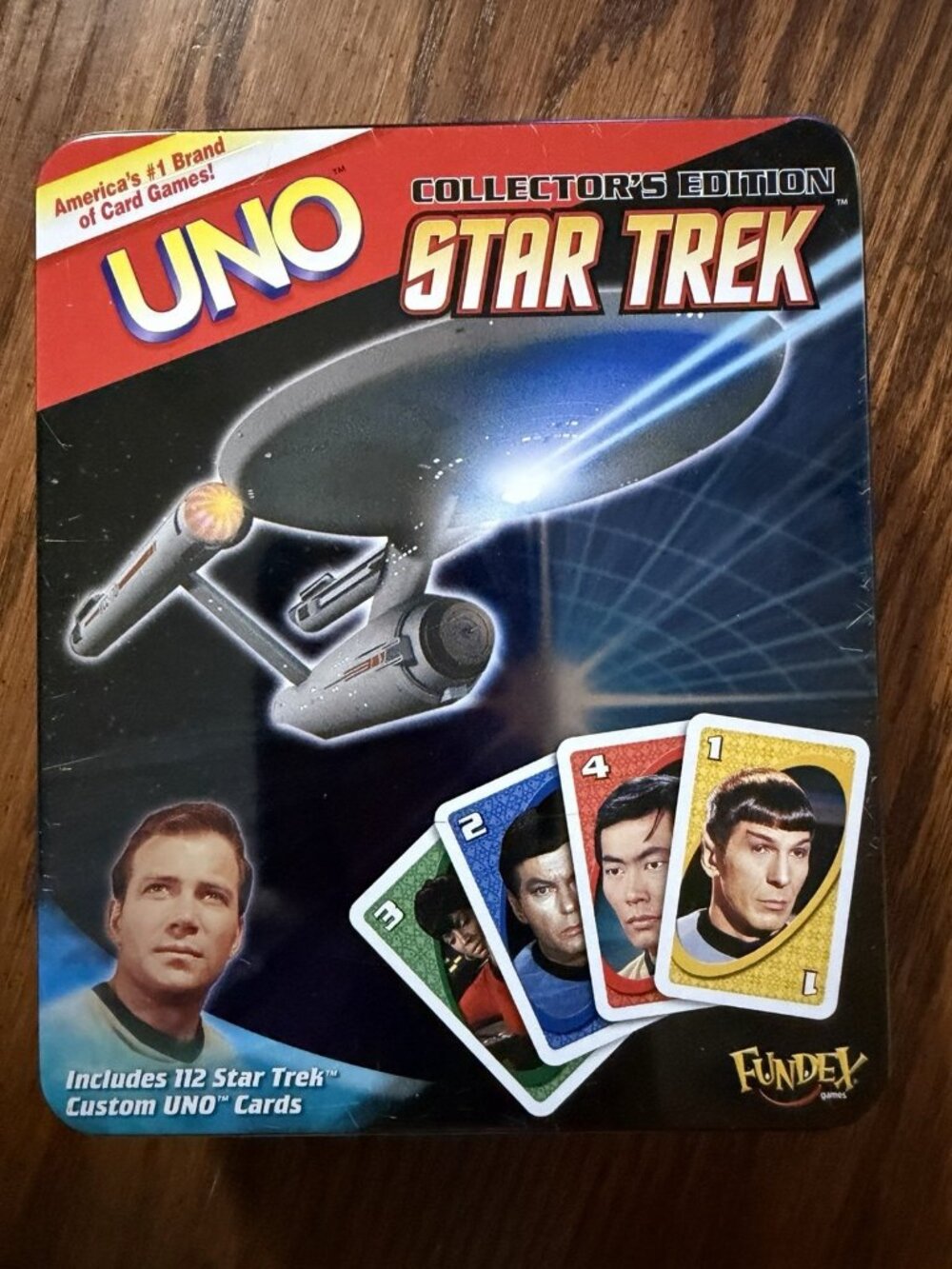 Star Trek Collector's Edition Uno Card Game Tin Fundex Games 112 Cards Complete